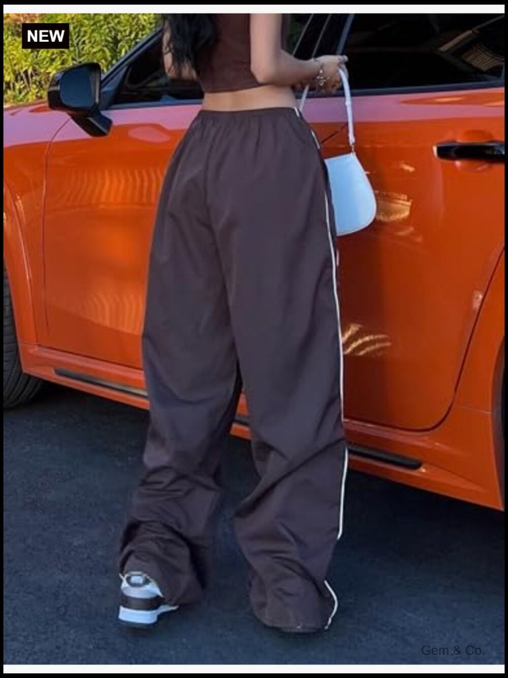 Womens Baggy Wide Leg Track Pants Y2k Elastic Waist Jogger Sweatpants - Picture 6 of 7